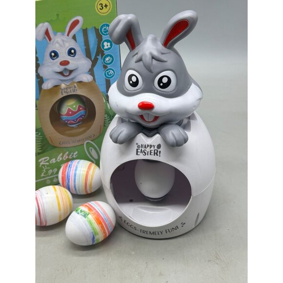 DIY gray Rabbit Egg Spinner With Colorful 4 Eggs Plastic used fun READ - Picture 3 of 9